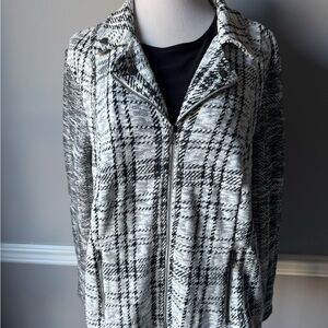 Black and White Plaid Zip-Up Jacket